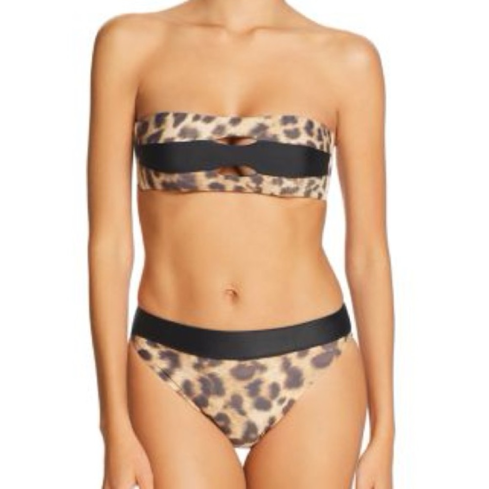 PILYQ Leopard Print Bandeau Bikini